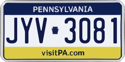 PA license plate JYV3081