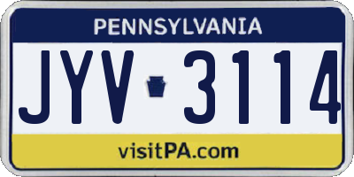 PA license plate JYV3114