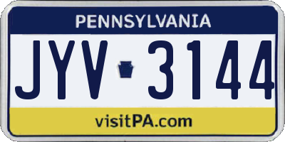 PA license plate JYV3144