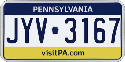 PA license plate JYV3167