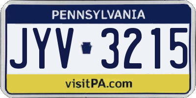 PA license plate JYV3215