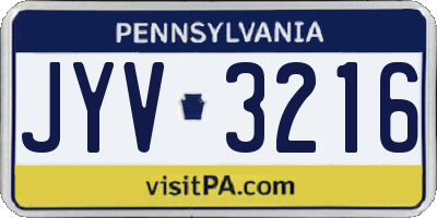 PA license plate JYV3216