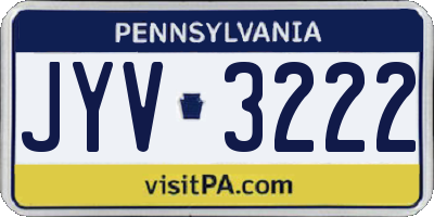 PA license plate JYV3222
