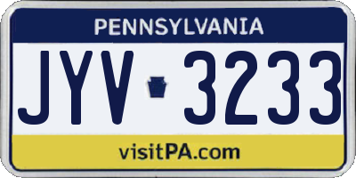 PA license plate JYV3233