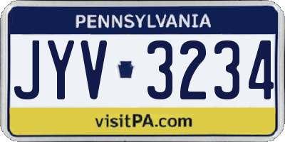 PA license plate JYV3234