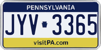 PA license plate JYV3365