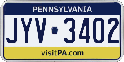 PA license plate JYV3402