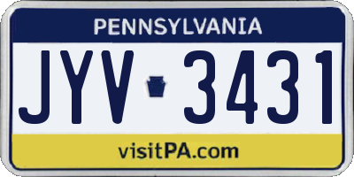PA license plate JYV3431