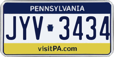 PA license plate JYV3434
