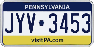 PA license plate JYV3453