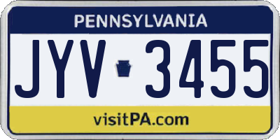 PA license plate JYV3455