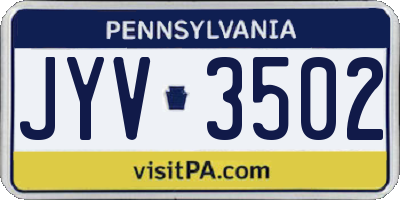 PA license plate JYV3502