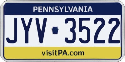 PA license plate JYV3522