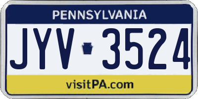 PA license plate JYV3524