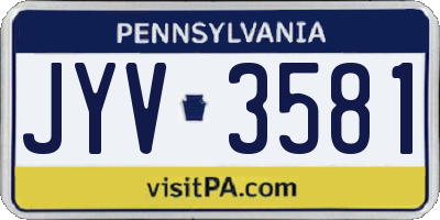PA license plate JYV3581