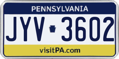 PA license plate JYV3602