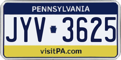 PA license plate JYV3625