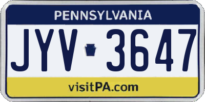PA license plate JYV3647