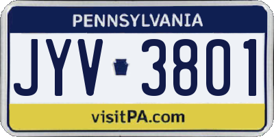 PA license plate JYV3801