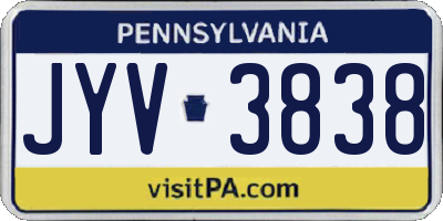 PA license plate JYV3838