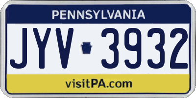 PA license plate JYV3932