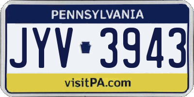 PA license plate JYV3943
