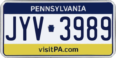 PA license plate JYV3989