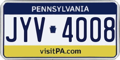 PA license plate JYV4008