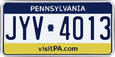 PA license plate JYV4013
