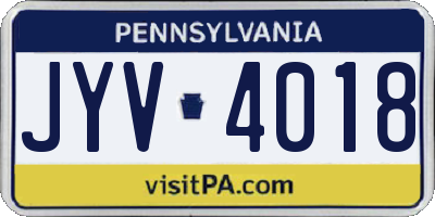 PA license plate JYV4018