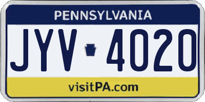 PA license plate JYV4020
