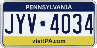 PA license plate JYV4034