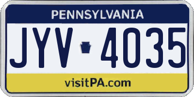 PA license plate JYV4035