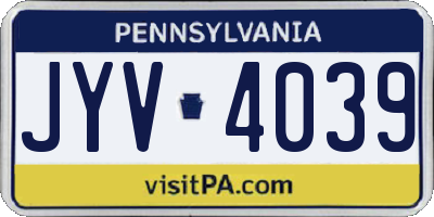 PA license plate JYV4039