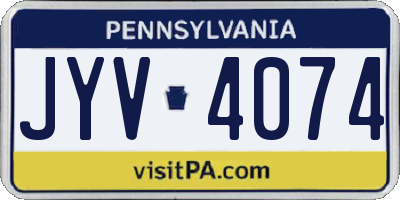 PA license plate JYV4074