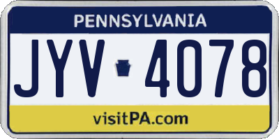 PA license plate JYV4078