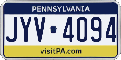 PA license plate JYV4094