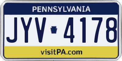 PA license plate JYV4178