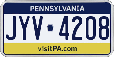 PA license plate JYV4208