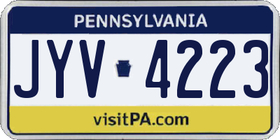 PA license plate JYV4223