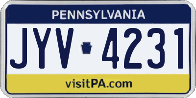 PA license plate JYV4231