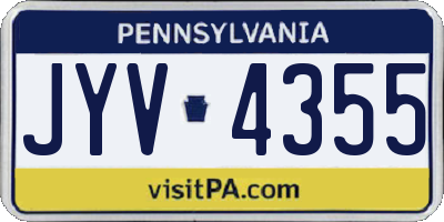 PA license plate JYV4355