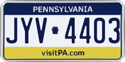 PA license plate JYV4403
