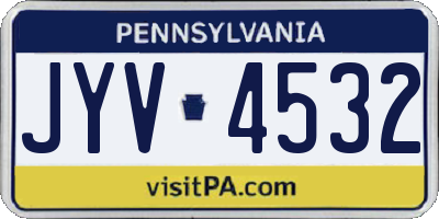 PA license plate JYV4532
