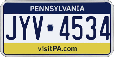 PA license plate JYV4534