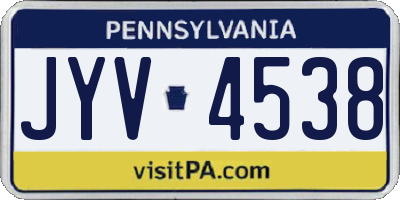 PA license plate JYV4538
