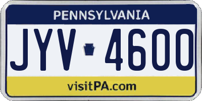 PA license plate JYV4600