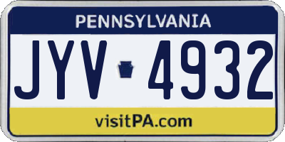 PA license plate JYV4932