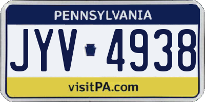PA license plate JYV4938