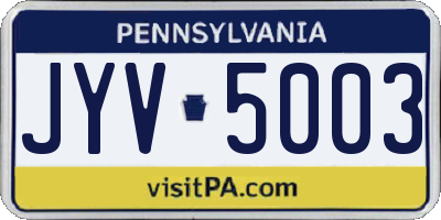 PA license plate JYV5003